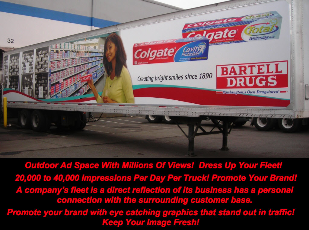 A trailer with Colgate advertisement